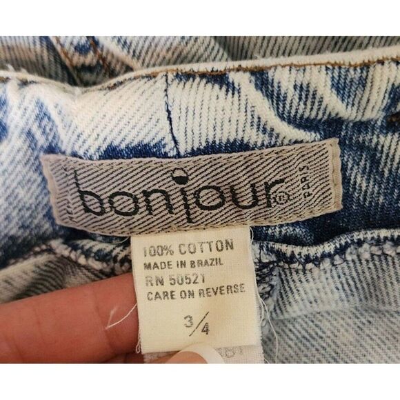 Bonjour Vintage 80s Acid Wash Pleated High Waist Jeans Womens Size 3 Blue - Picture 6 of 7